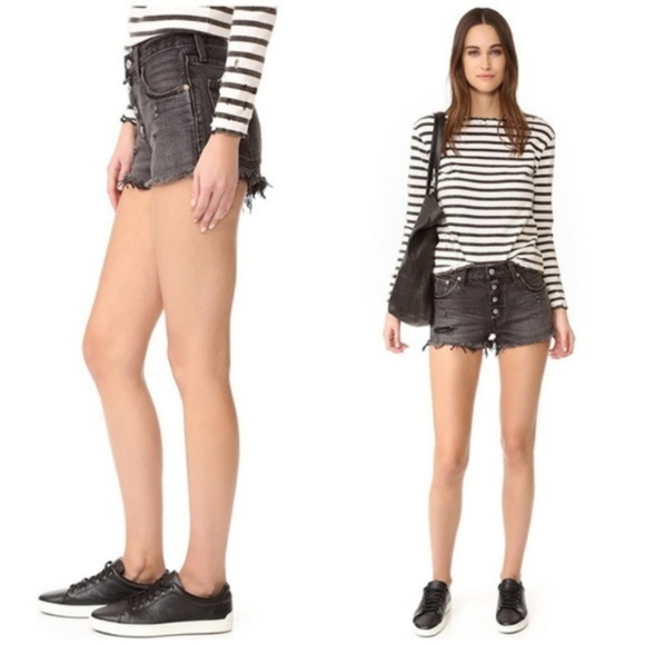 Levi's 501 Denim Jean Shorts Shredded Onyx Black - Picture 3 of 5